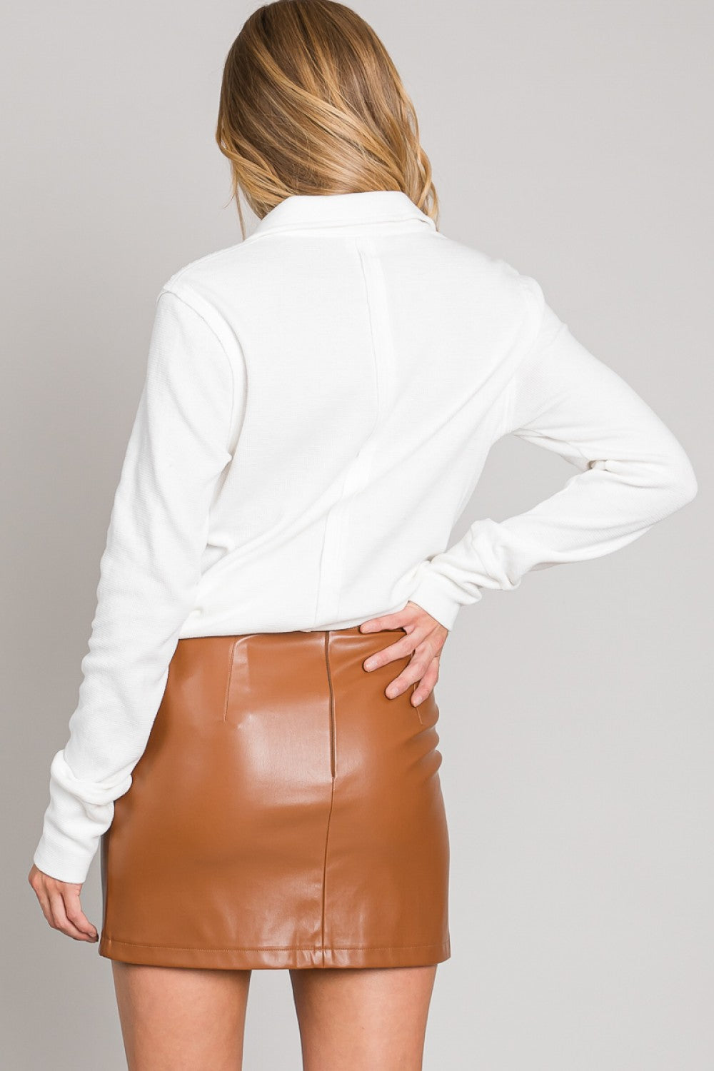 Faux Leather Camel Skirt - Preorder