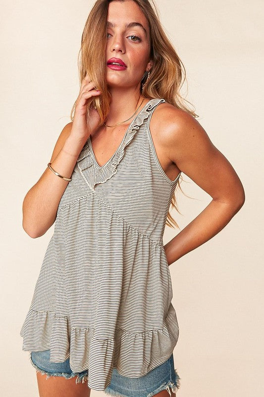 Stripe Knit Babydoll Top