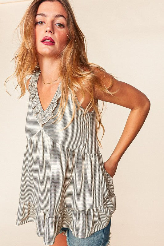 Stripe Knit Babydoll Top