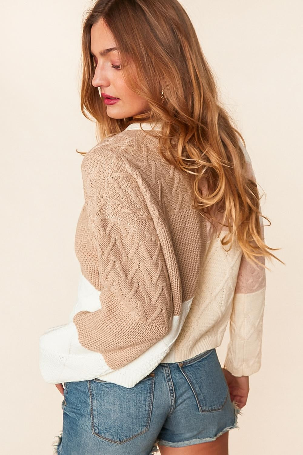 Cable Patch Work Cardigan
